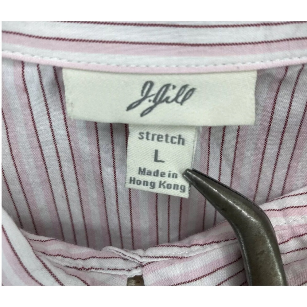 J. Jill Women's Button Up LS Shirt Size Large Multicolor Striped Floral Flowers - Picture 3 of 4